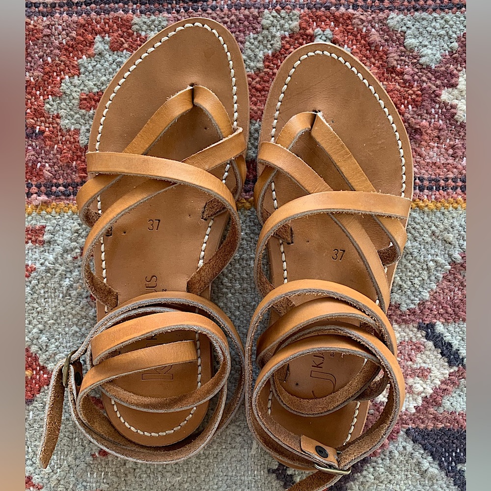 K. Jacques cognac leather sandals. Size 37, US 7.